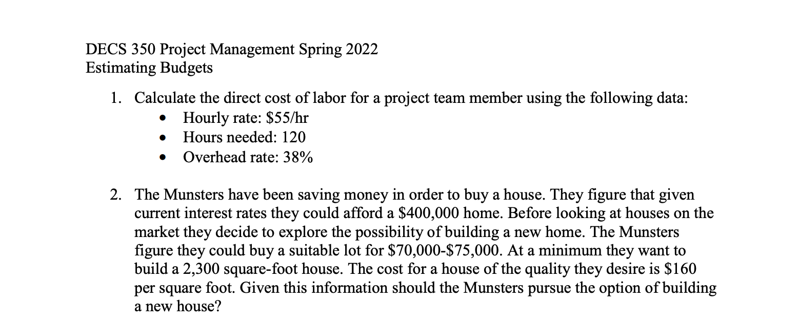 DECS 350 Project Management Spring 2022