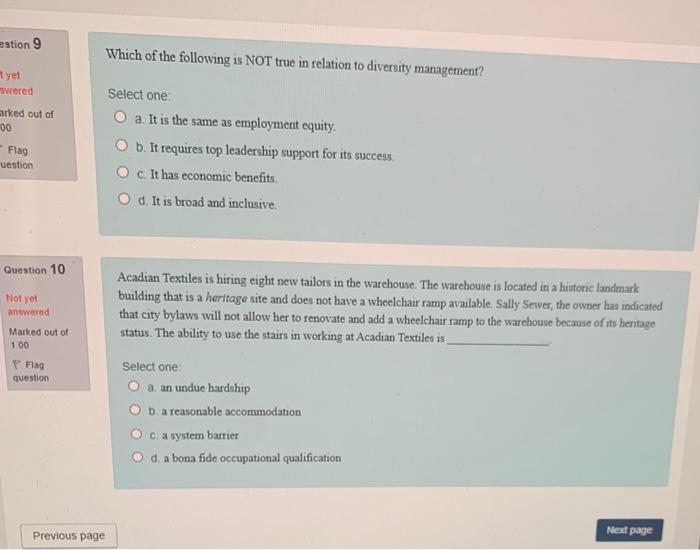 estion 9 Which of the following is NOT true in