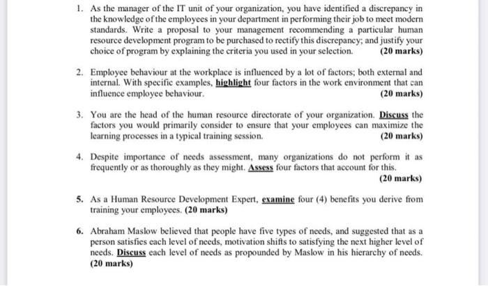 1. As the manager of the IT unit of your