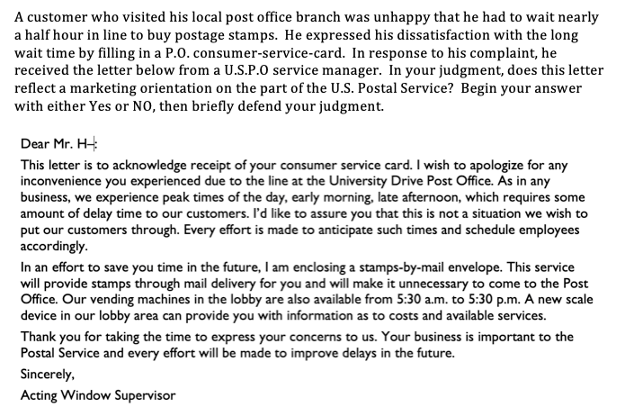 A customer who visited his local post office