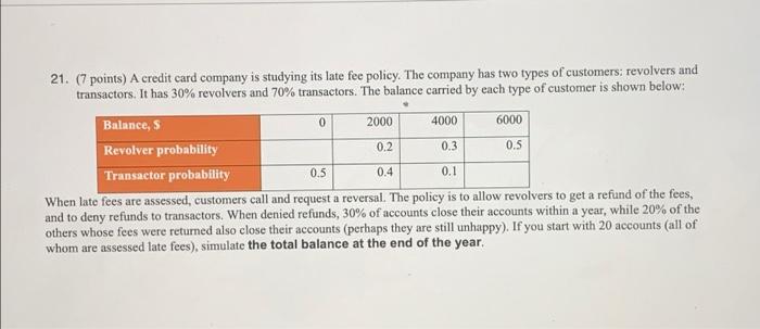 0 6000 0.2 21. (7 points) A credit card company