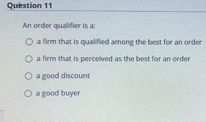 Hello fast pleaseee Question 11 An order