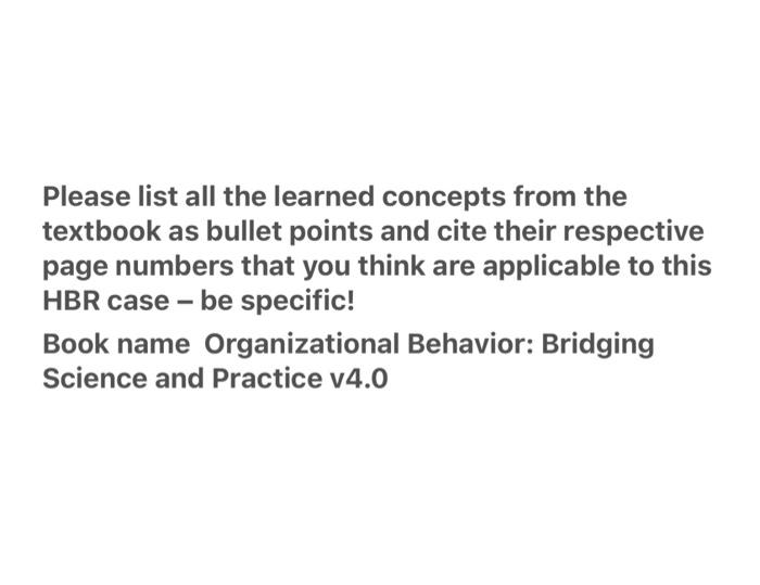 Please list all the learned concepts from the