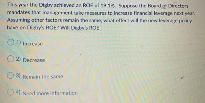 This year the Digby achieved an ROE of 19.1%.