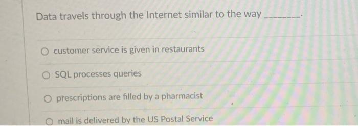 Data travels through the Internet similar to the