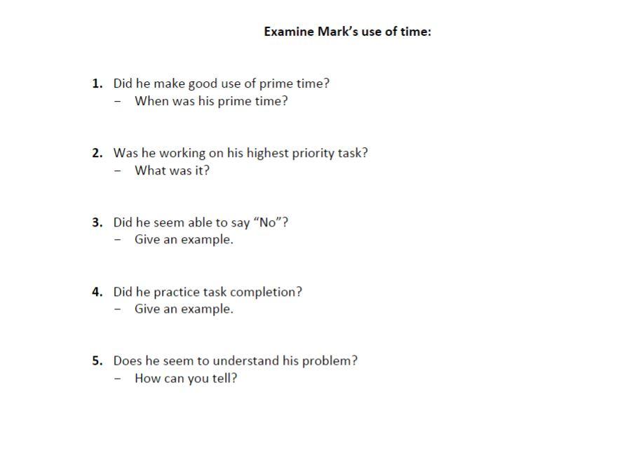 CASE STUDY: A TYPICAL DAY AT THE OFFICE Mark