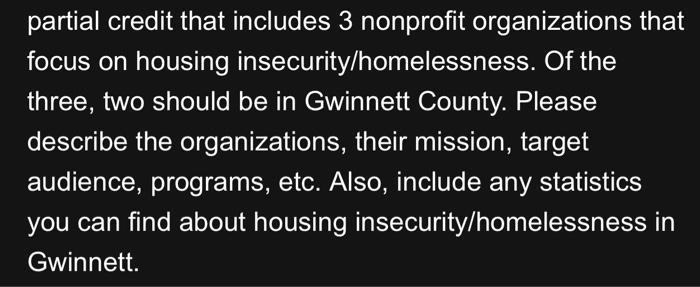 write a paper that includes... partial credit