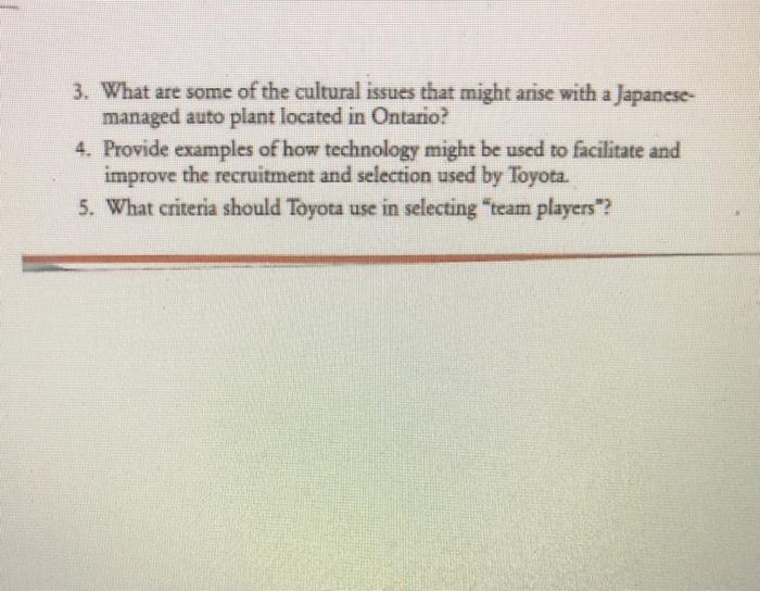 CASE The Toyota (Cambridge, Ontario) plant