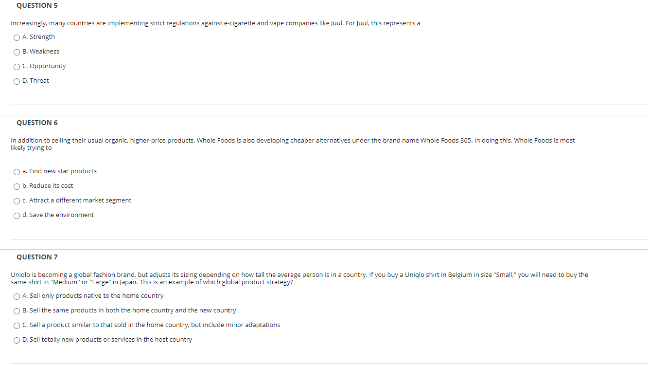 QUESTION 5 Increasingly, many countries are