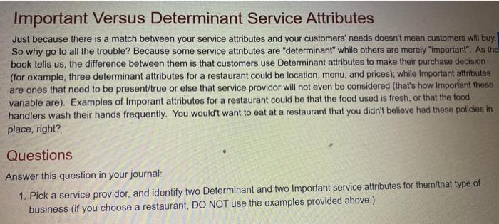 Important Versus Determinant Service Attributes