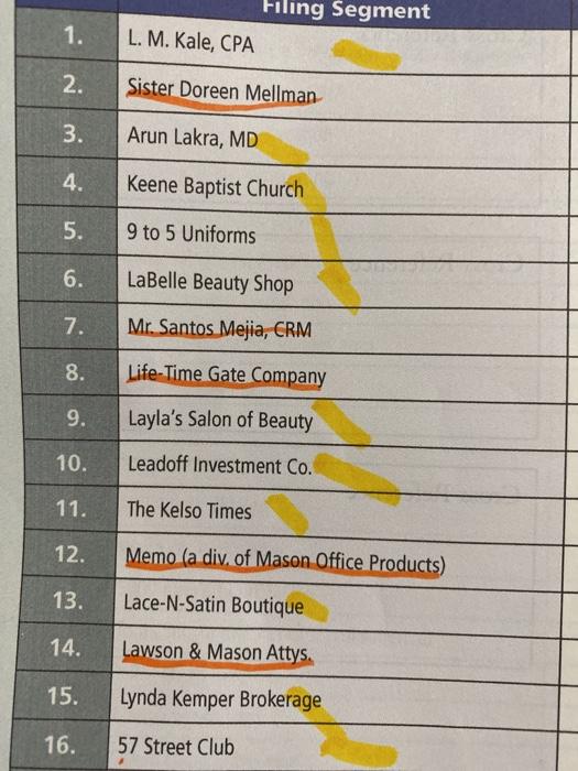 Remember all filing rules apply. Underline the