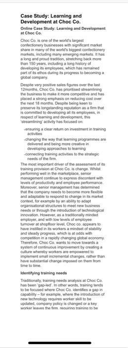 Case Study: Learning and Development at Choc Co.