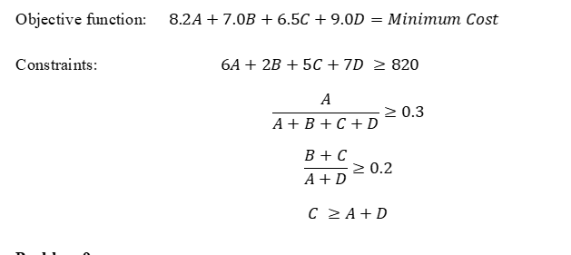 Given the following linear optimization model,
