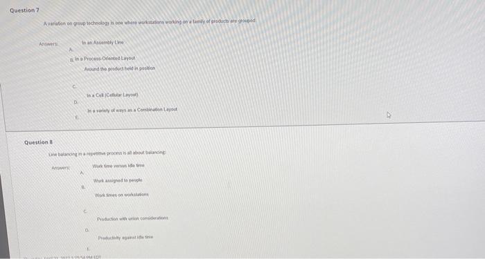 Question 1 A process technology that is having
