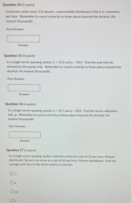 please answer all thank you Question 14 (3