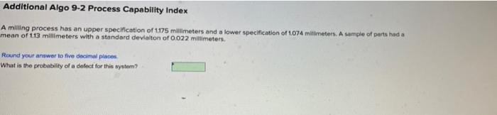 Additional Algo 9-2 Process Capability Index A