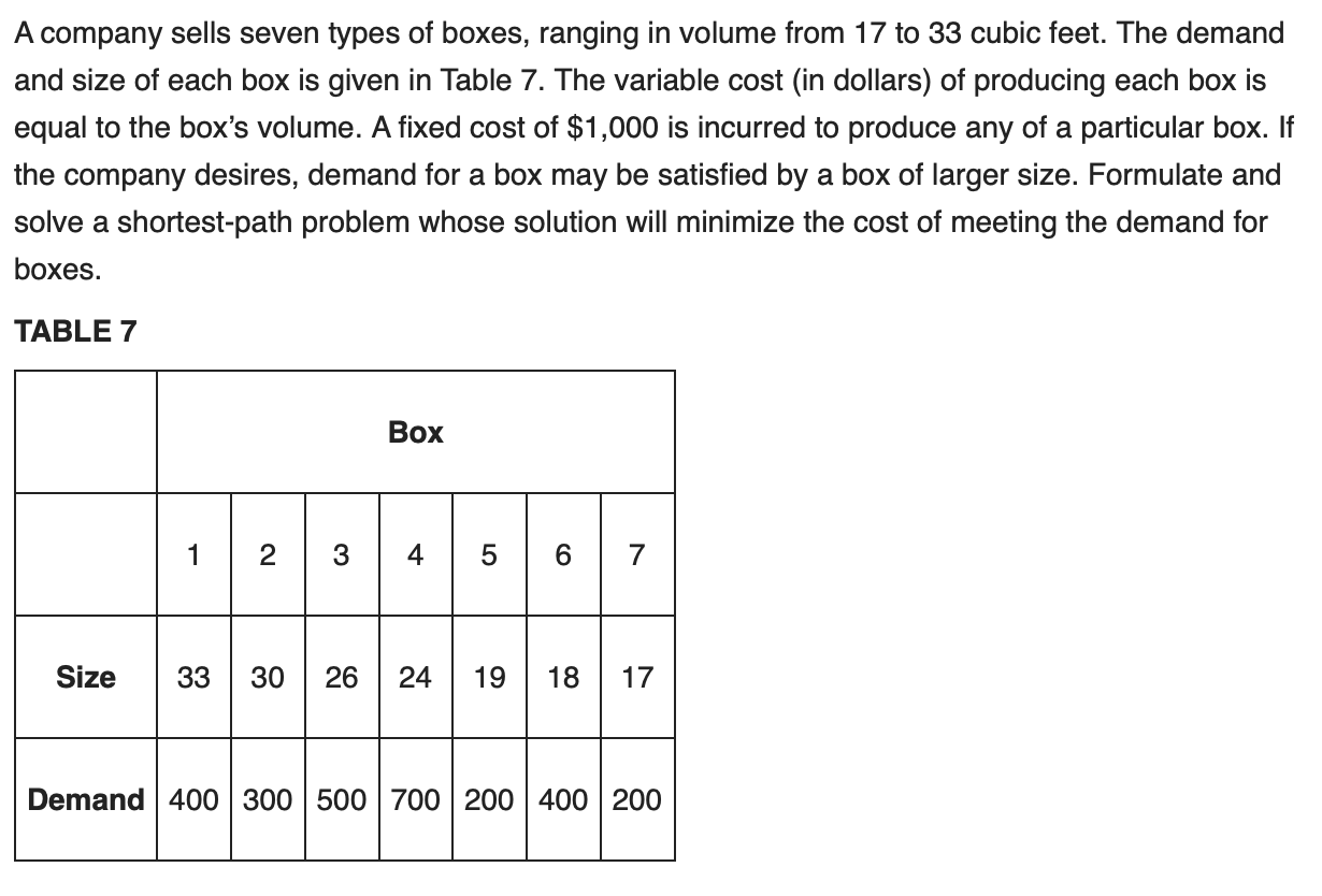From section 8.2 question 9, tell which size
