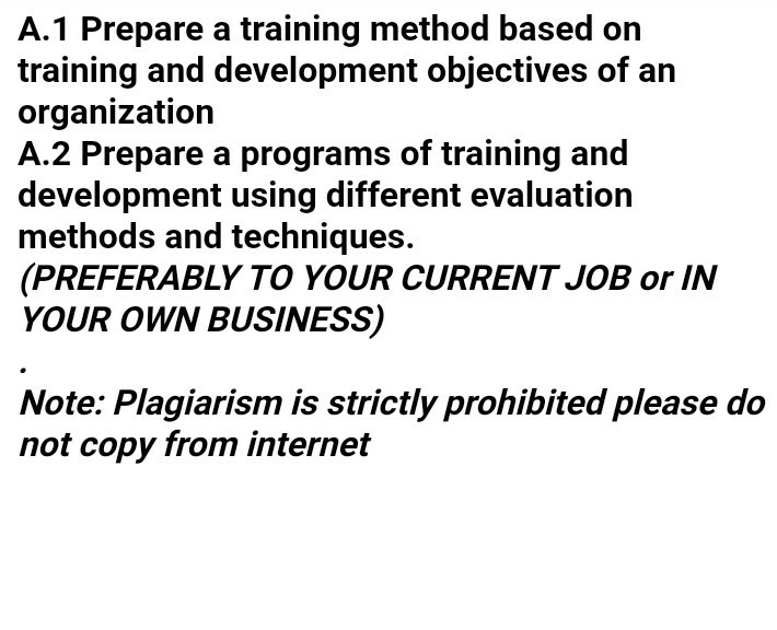 A. 1 Prepare a training method based on training