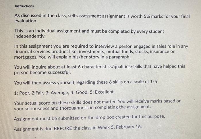 Instructions As discussed in the class,