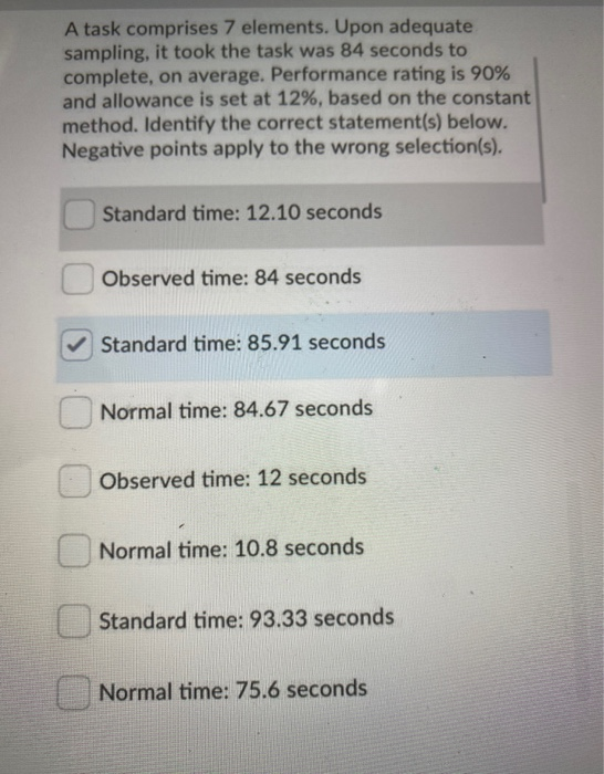 A task comprises 7 elements. Upon adequate