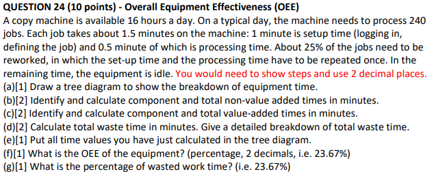 QUESTION 24 (10 points) - Overall Equipment