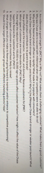 HBS Chase Sapphire case study: 1. Are millennials