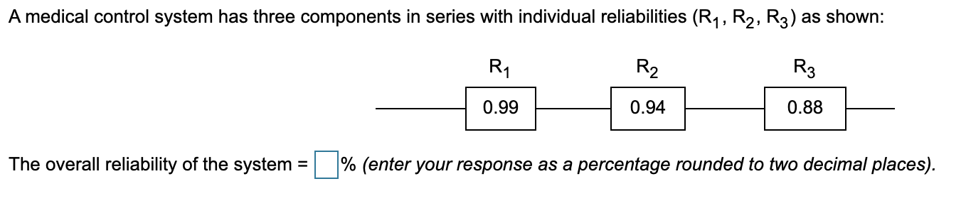 A medical control system has three components in
