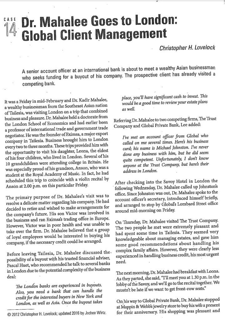 Dr. Mahalee Goes to London: Global Client