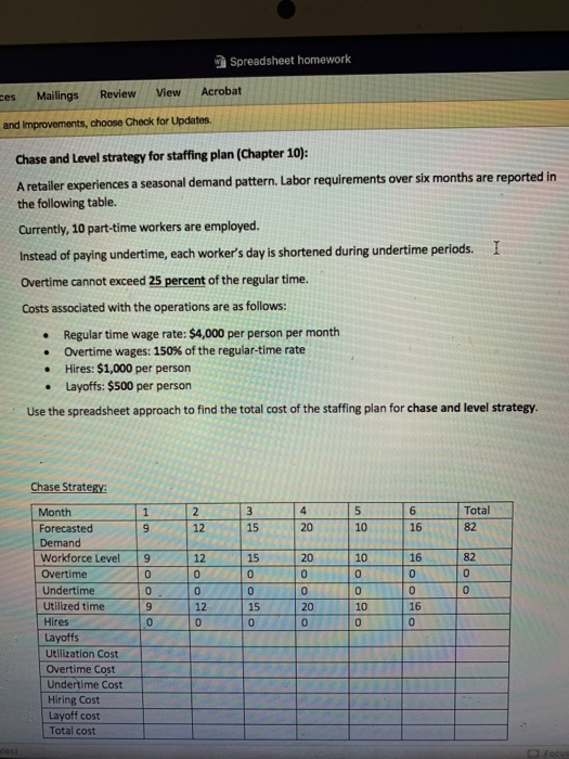 Spreadsheet homework ces Mailings Review View