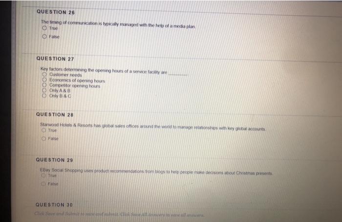 QUESTION 26 The timing of communication is