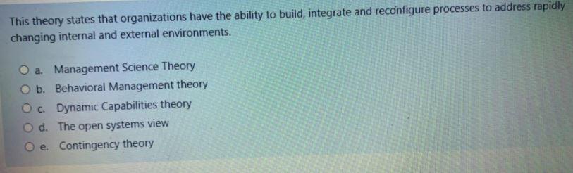 This theory states that organizations have the