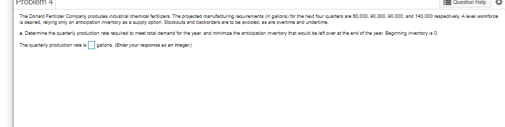 Problem 4 Question Help The Donald Fertilizer