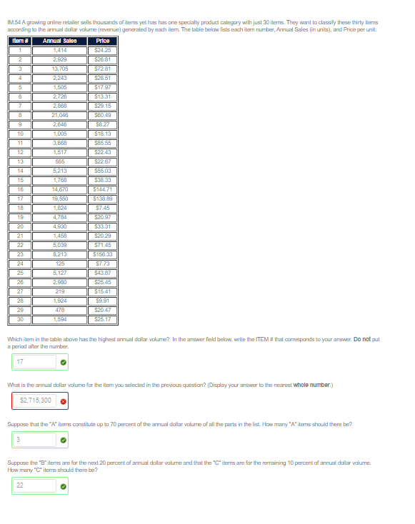 3 IM.54 A growing online retailer sells thousands