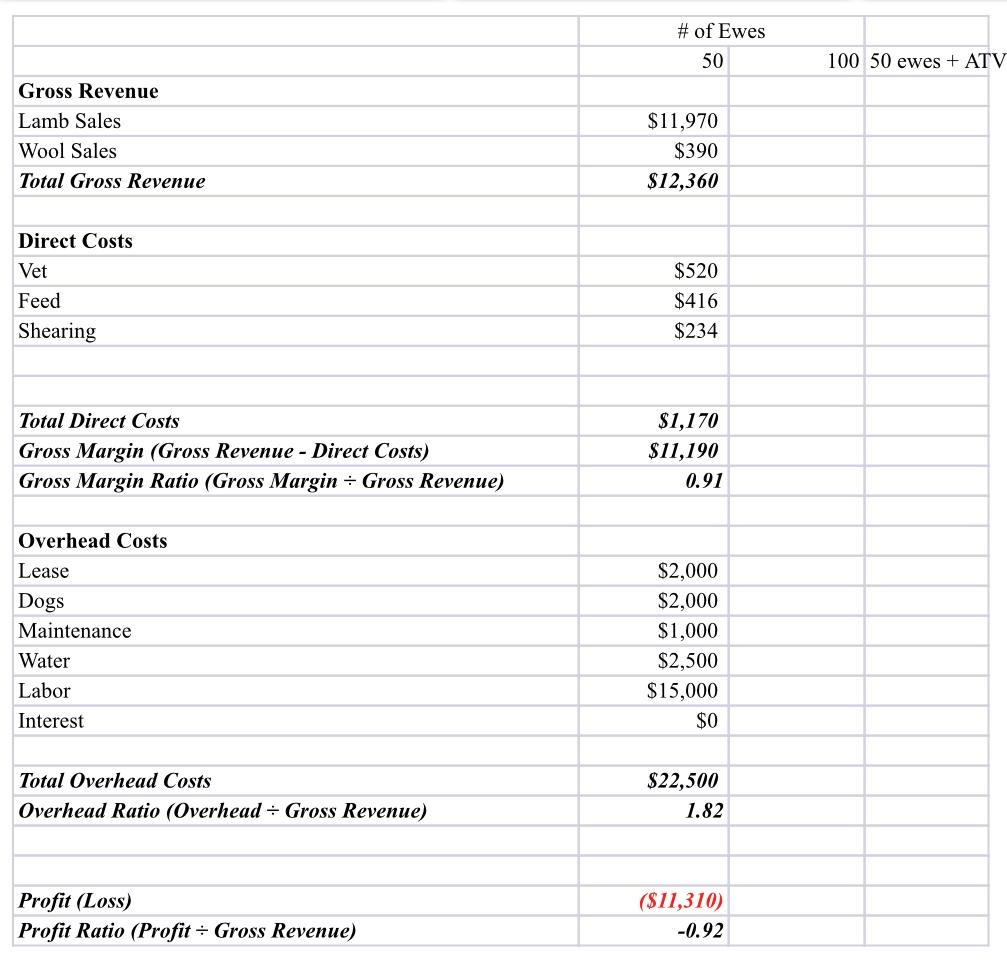 NET PRESENT VALUE Discount Rate 5% 50 Brood Ewes