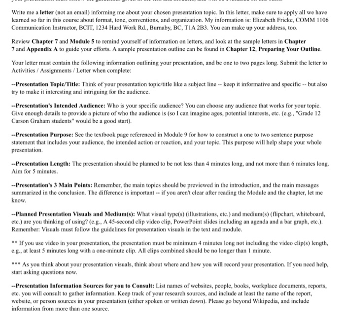 Write me a letter (not an email) informing me