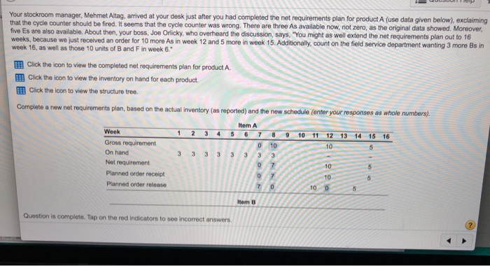 Your stockroom manager, Mehmet Altag, arrived at