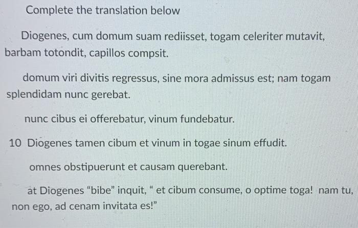 translate from Latin to English Complete the