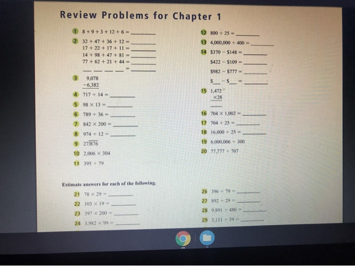 Review Problems for Chapter 1 1 2 8+9+3+ 12 + 6