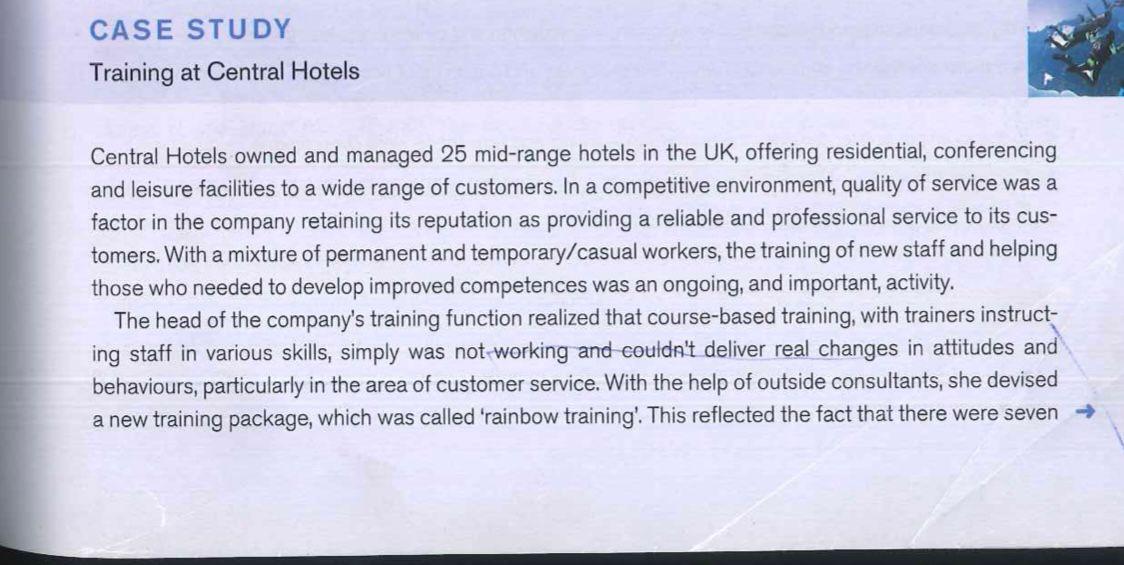 200 words each question CASE STUDY Training at