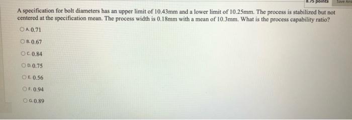 points Save and A specification for bolt