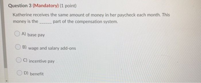 Question 2 (Mandatory) (1 point) Acme Global