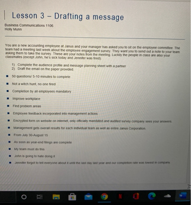 | Lesson 3 Drafting a message Business