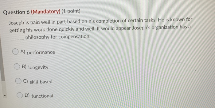 Question 2 (Mandatory) (1 point) Acme Global