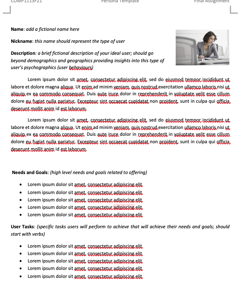 Develop a robust Persona for your (fictional)