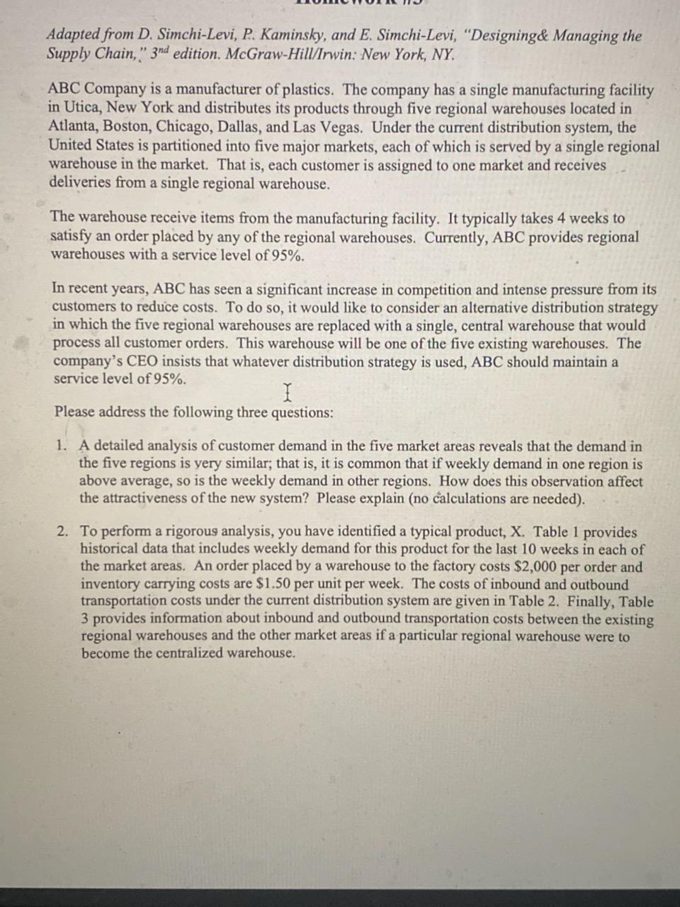 Table 1: Historical Demand Week 1 2 3 4 5 6 7 8 9