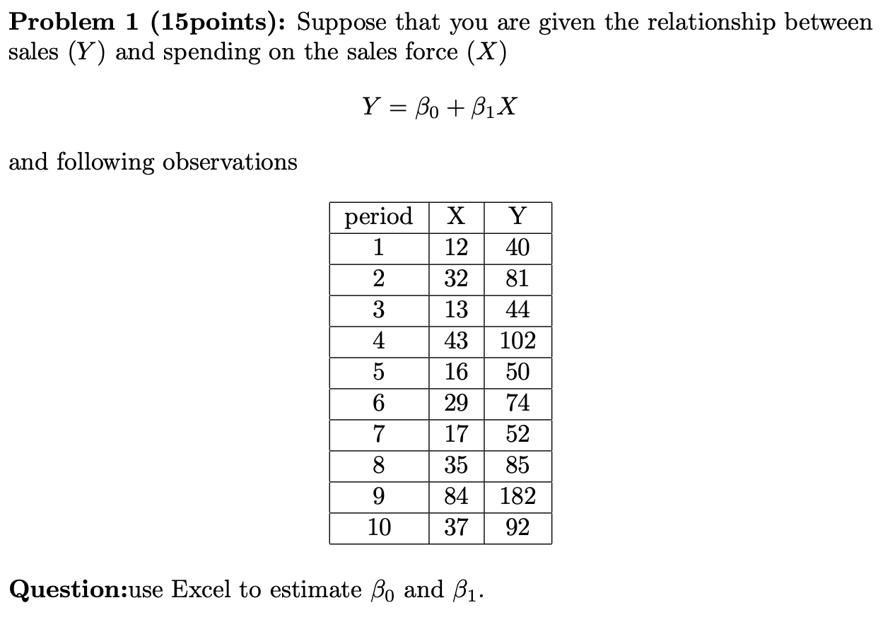 Problem 1 (15points): Suppose that you are given