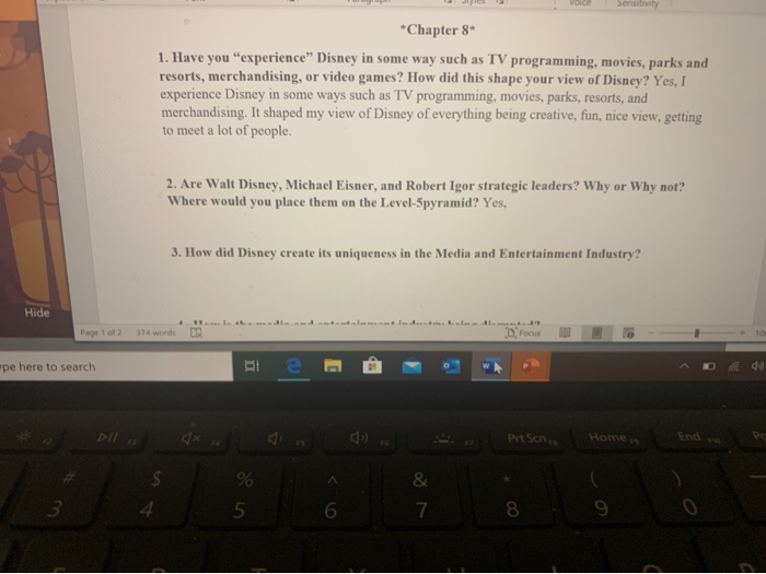 J e Voice Sensitivity *Chapter 8 1. Have you