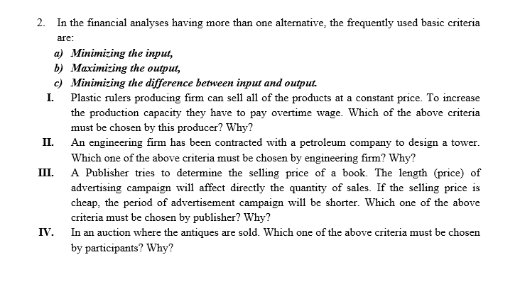 2. In the financial analyses having more than one