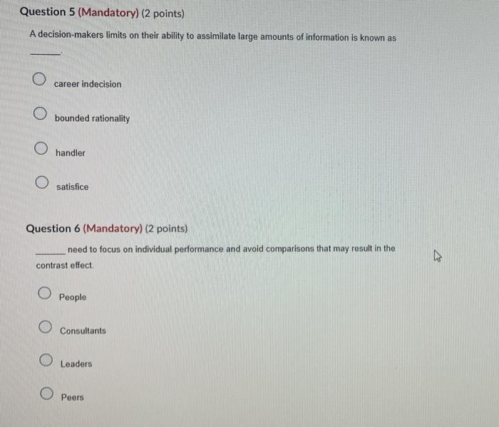 Question 1 (Mandatory) (2 points) Saved You are