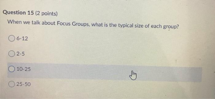Question 13 (2 points) In class we discussed